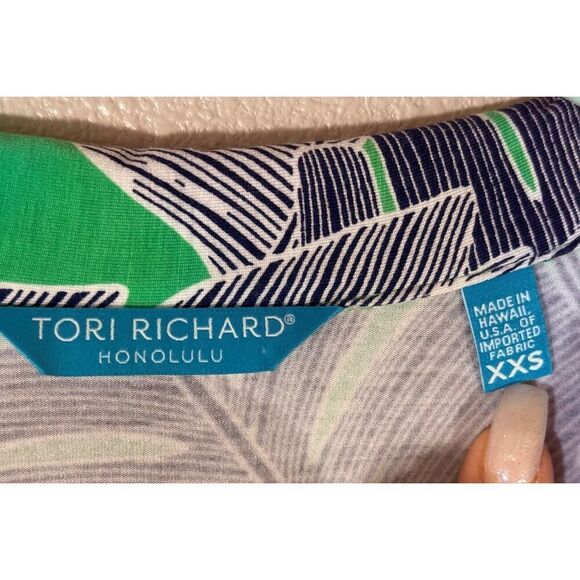 Tori Richard Tropical Hawaiian Palm Leaves Collared Short Sleeve Mini Dress XXS - Picture 5 of 10